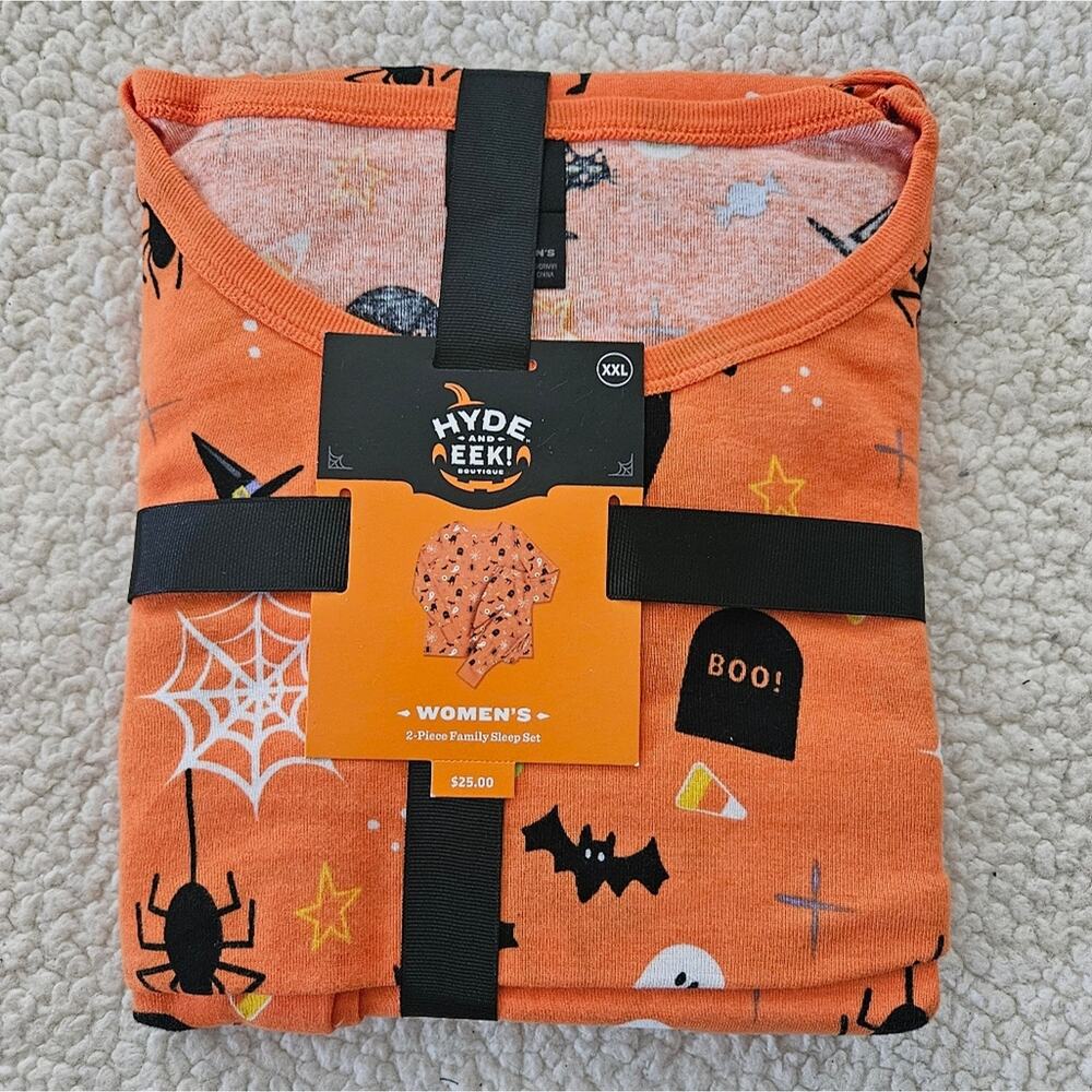 Hyde and Eek! Womens Halloween 2pc‎ family sleep set orange and black size XXL